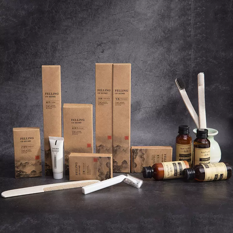 宾馆民宿牙具用品牛皮纸盒高档套装五星级酒店客房一次性洗漱用品