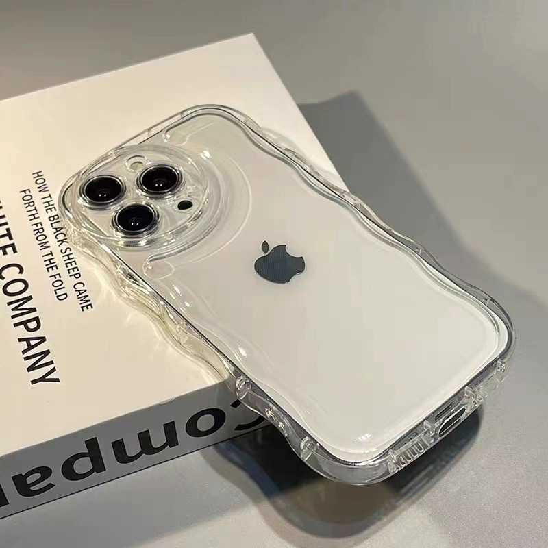 波浪气垫透明气囊适用iphone17PROMAX透明16PLUS防摔15/14/13软壳