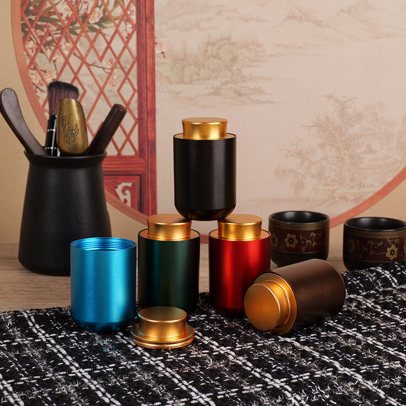 创意金属罐便携小号旅行茶叶罐大号钛铝合金不锈钢密封铁罐包装盒