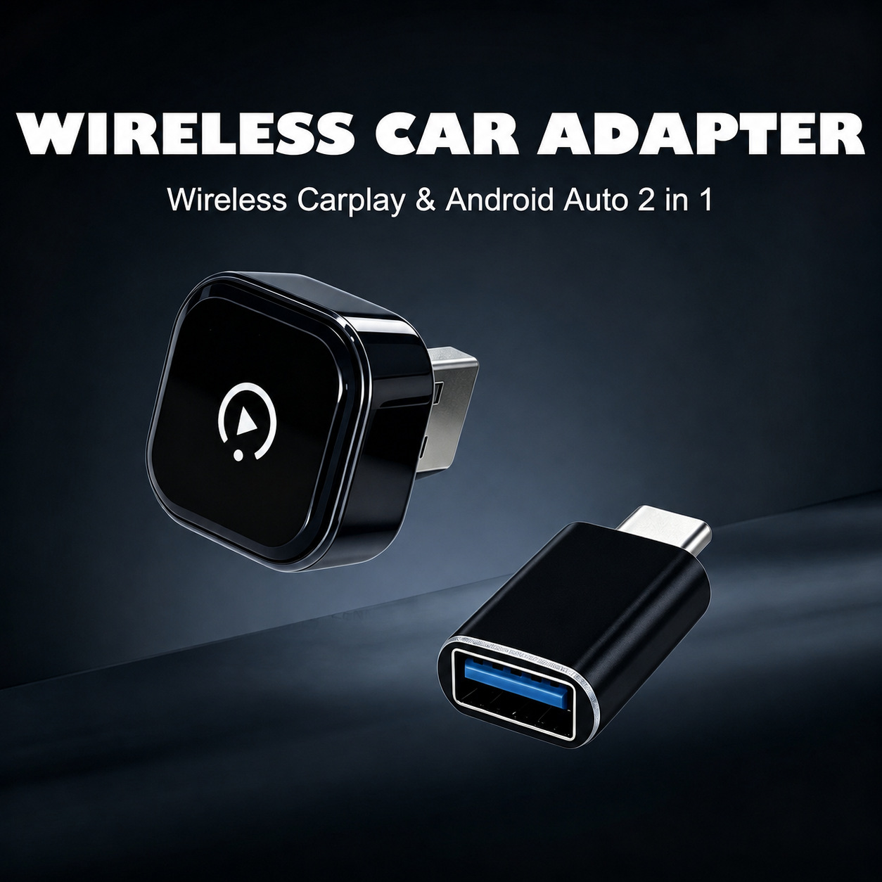 Overseas Cross-Border Two-In-One In-Car Wired to Wireless Smart Carplay Box Androidauto Adapter