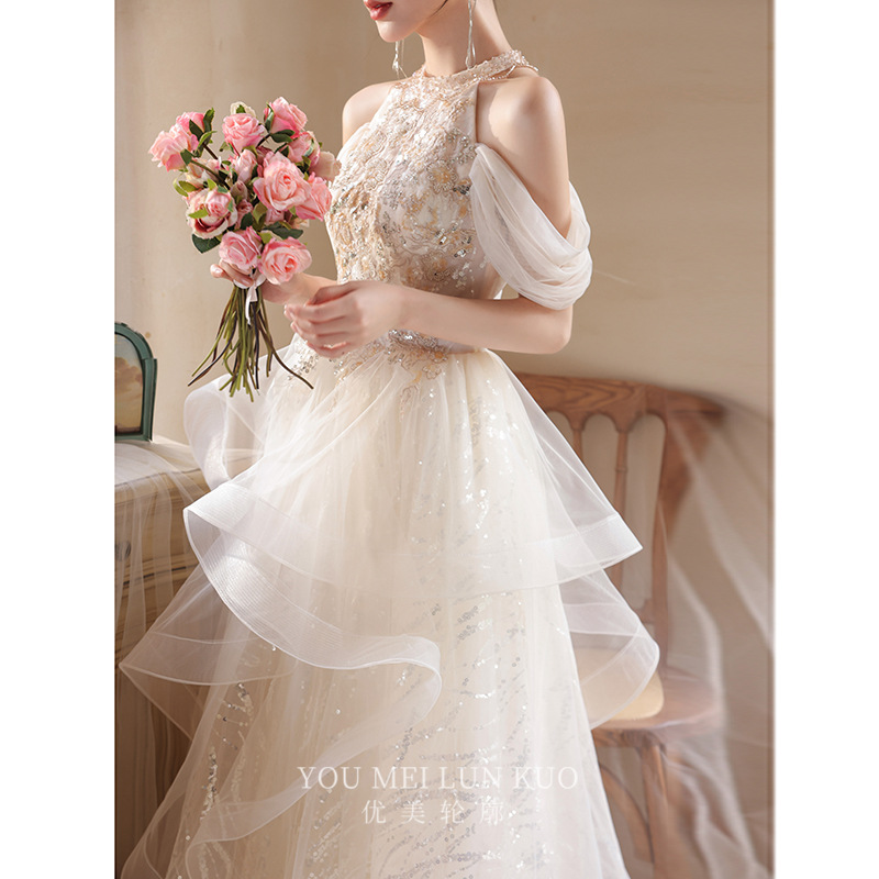 Champagne-Colored Evening Dress for Women 2026 New Style Light Luxury Niche High-End Engagement Toast Dress Princess Stunning and Sophisticated