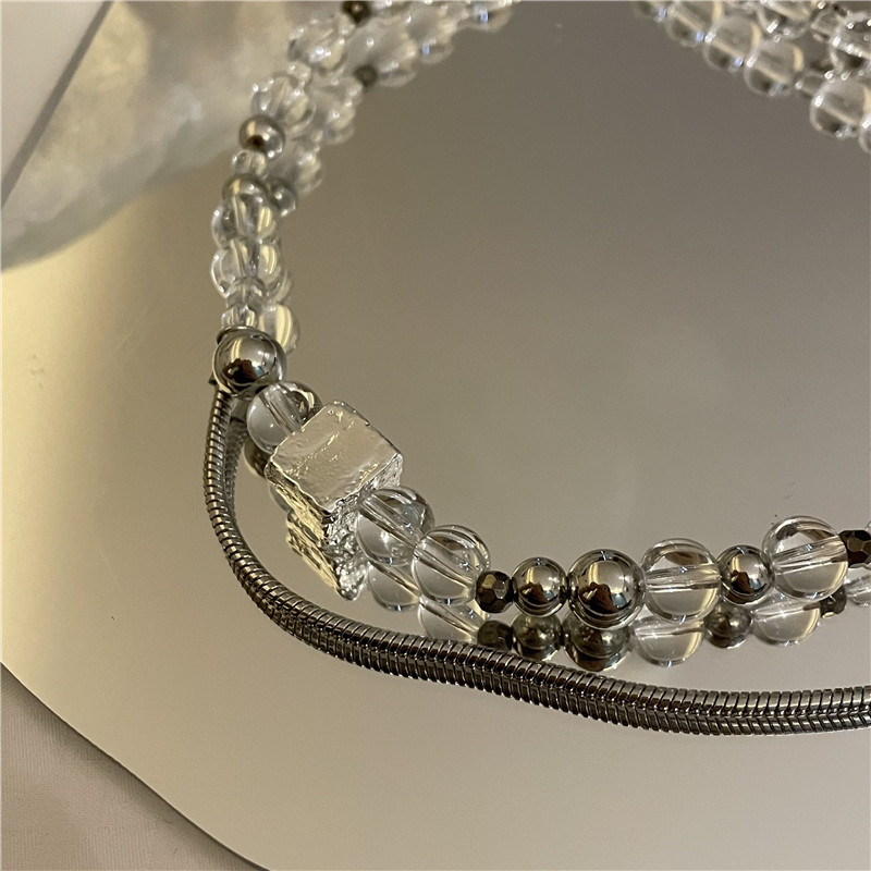 Wholesale Jewelry Transparent Round Bead Double Layer Necklace Nihaojewelry display picture 6