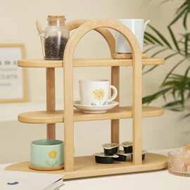 创意家用木质置物架卧室香水实木展示支架多层整理架拱门造型收纳