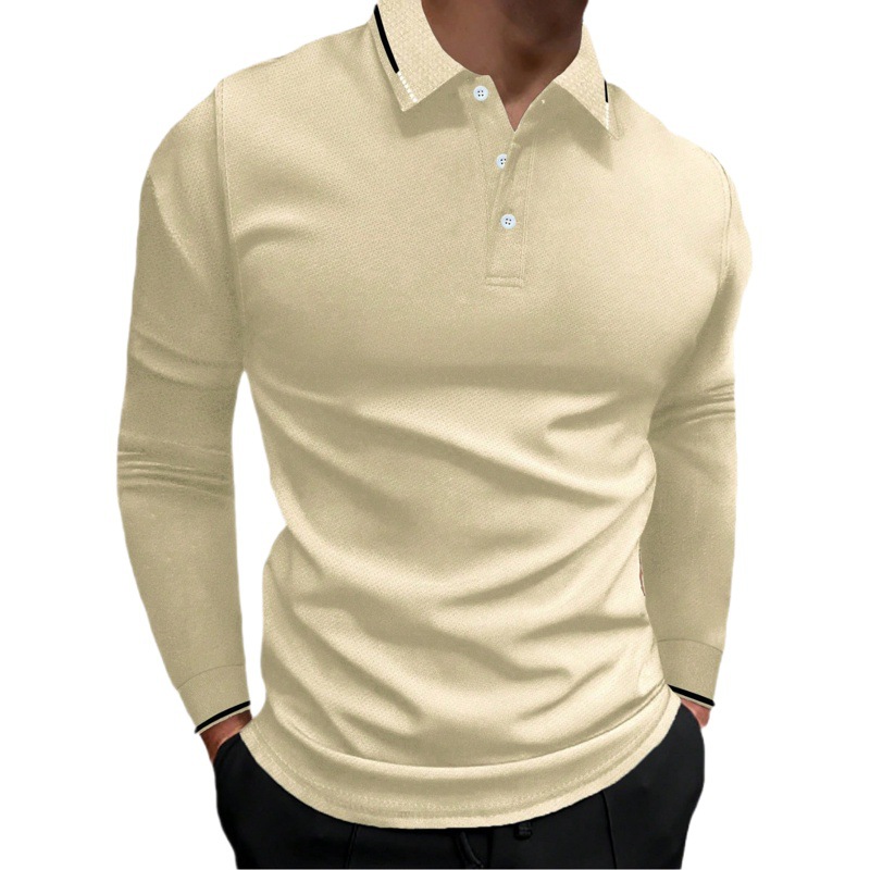 Amazon Europa y América Comercio exterior transfronterizo negocio de los hombres otoño fitness Deportes Ocio cuello alto manga larga Polo de rayas verticales