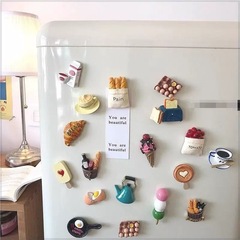 クリエイティブ 3D 冷蔵庫マグネット模擬食品かわいい磁気ステッカーメッセージステッカー磁気ステッカー装飾立体樹脂マグネットステッカー