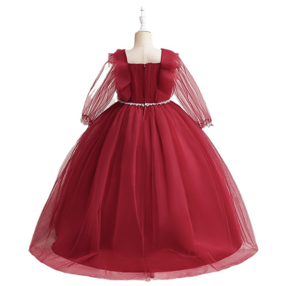 Vestido de princesa para niños de Europa y América Amazon Vestido de niños grandes Vestido de malla y piso vestido de niña vestido de anfitrión