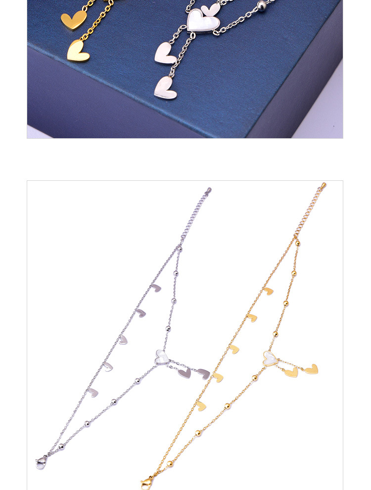 18K Real Gold Plated Plating Material Shell Inlay Material Wholesale Jewelry Sweet Heart Shape 304 Stainless Steel Shell 18K Gold Plated Inlay Anklet