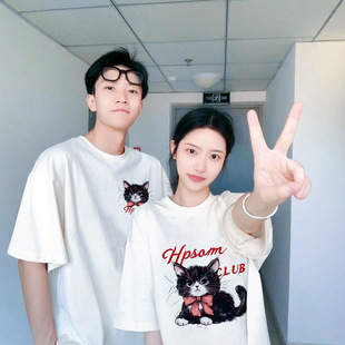 Summer Pure Cotton Short-Sleeved T-Shirt Couple Wear Lazy Style Loose Niche Design Tops for Men and Women Student Trendy Class Uniforms