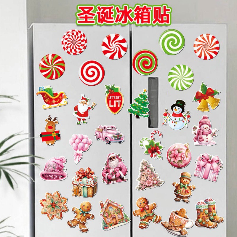 Europa y los Estados Unidos de la nueva decoración de fiesta de Navidad pegatinas magnéticas pegatinas de refrigerador atmósfera de Año Nuevo suministros de diseño pegatinas de coche de Navidad