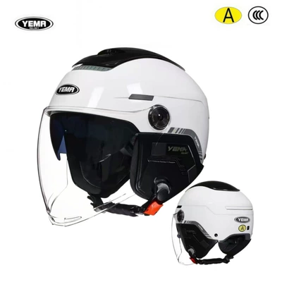 Mustang 3C Certified Ym370S Dual-Mirror Half Helmet New National Standard Motorcycle Electric Vehicle Safety Helmet New Model Summer Ventilation (Motorcycle Safety Supplies) - white-long-tea