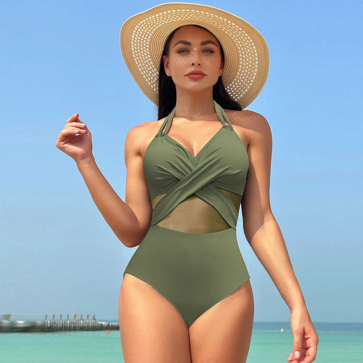 Women's Vacation Solid Color 1 Piece One Piece Swimwear display picture 10