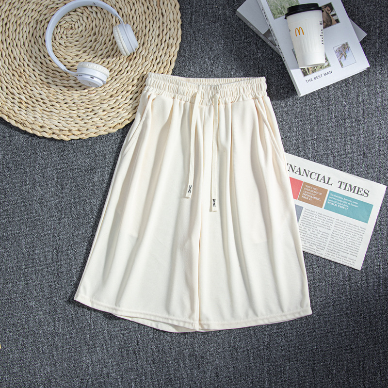 Hombre de verano casual holgado coreano waffle pantalon transpirable universal juvenil retro americano pantalones de cinco puntos