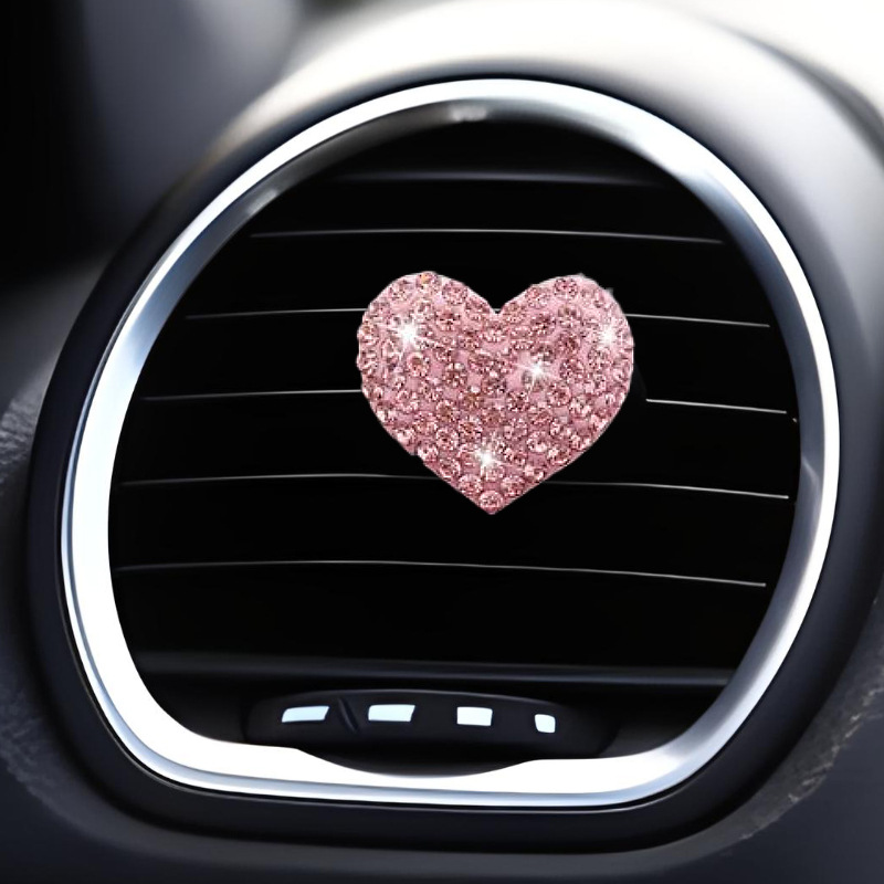 Transfronterizos diamantes amor aire acondicionado salida de aire perfume para automóviles perfume para eliminar el olor peculiar corazón de melocotón lleno de diamantes suministros de automóviles mujeres