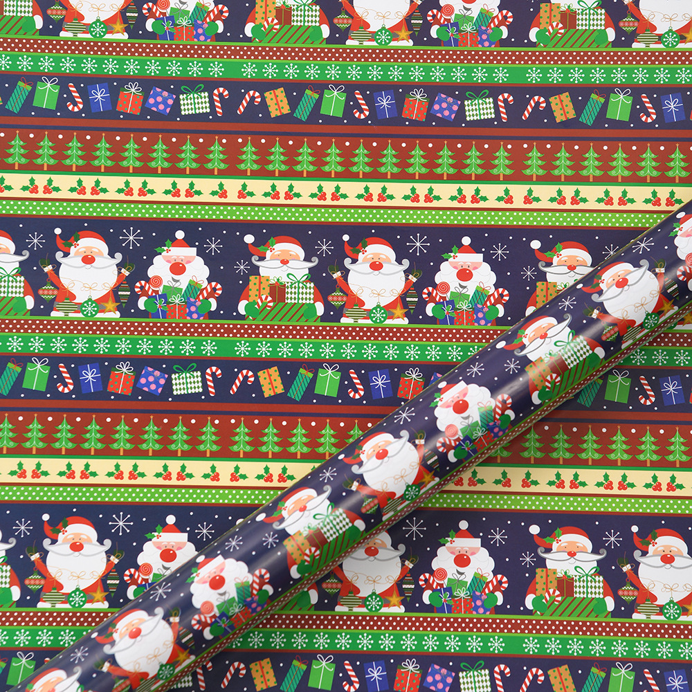 Papel de regalo de Navidad Impresión de dibujos animados Papel estucado 80g Caja de regalo de Navidad para niños Papel de regalo de bricolaje