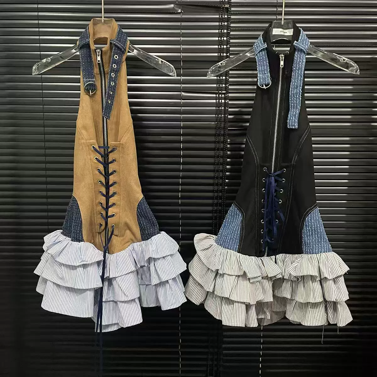 Новое американское нишевое платье в стиле ретро для девушек, короткое, с открытой спиной, на бретелях-халтер, с шипами, весна/лето 2025 года.