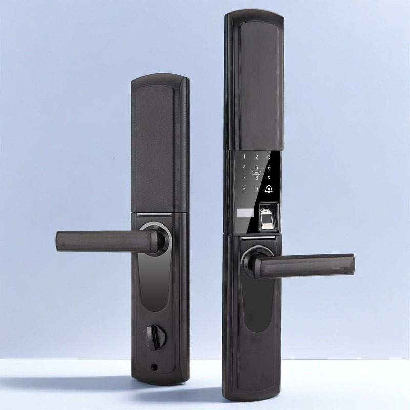 Cerradura clásica deslizante con huella dactilar para uso doméstico, cerradura con contraseña, cerradura con tarjeta magnética, cerradura inteligente antirrobo para puerta, cerradura automática con cubierta deslizante.