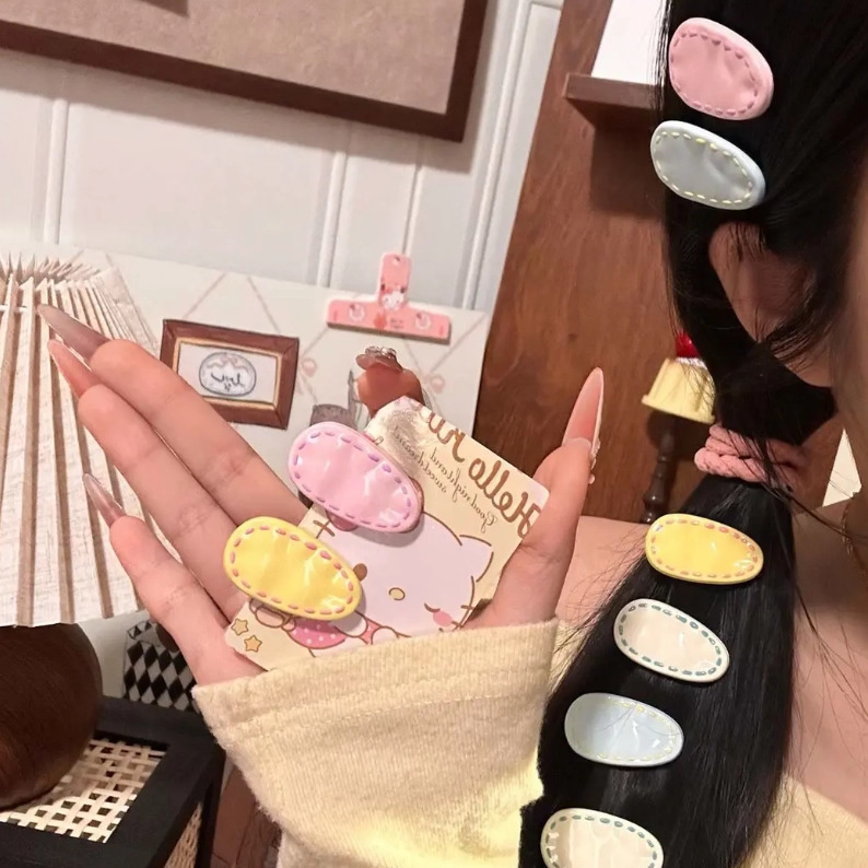 可爱彩色无痕发夹女前额碎发刘海夹高级感侧边一字鸭嘴夹发卡头饰|undefined