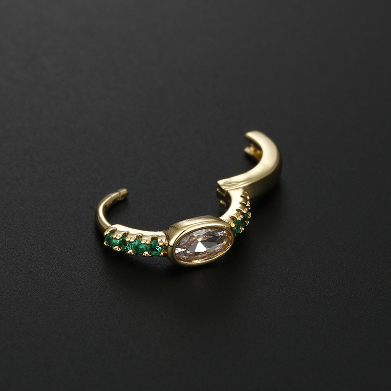 Fashion Round Copper Inlay Zircon Hoop Earrings 1 Piece