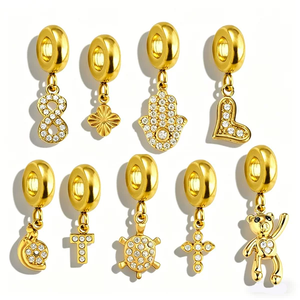 Pan's Classic Accessories Stainless Steel Gold-Plated Snail Cross DIY Pendant Factory Wholesale Supply