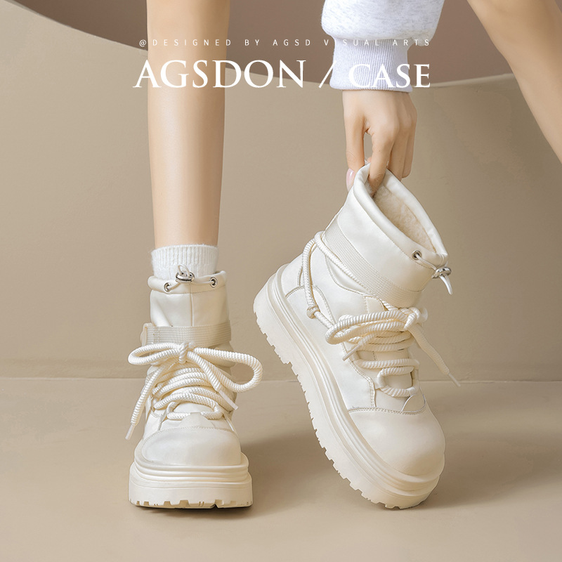 Botas de nieve para mujeres 2025 invierno nuevas botas cortas de lana gruesas botas de algodón gruesas botas de Martin