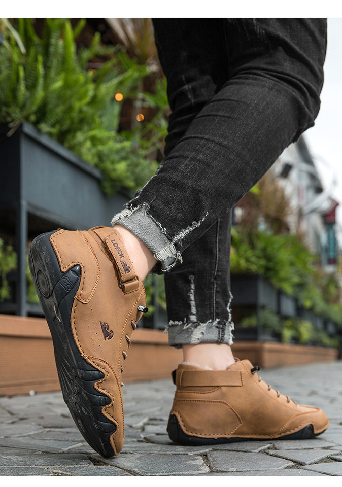 Bốt Martin nam cổ cao lót nhung giữ ấm, giày bông da lộn đế cao su chống trượt — C8008M kaki lót nhung, C8008M màu xám lót nhung, C8008M màu đen lót nhung, F8008M màu hồng lót nhung chi tiết 12