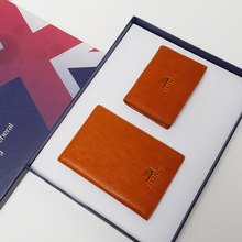 定制护照夹卡包名片包皮具套装 水晶植鞣皮 压变LOGO定制文创礼品