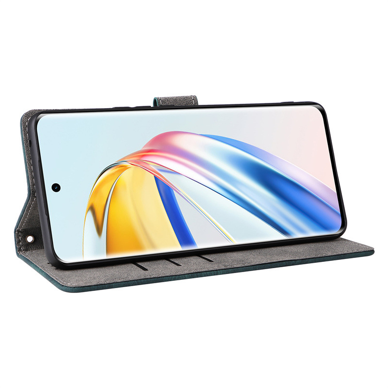 Läderfodral för honor magic6 lite x9b med kortfack och stativ_voghion.com