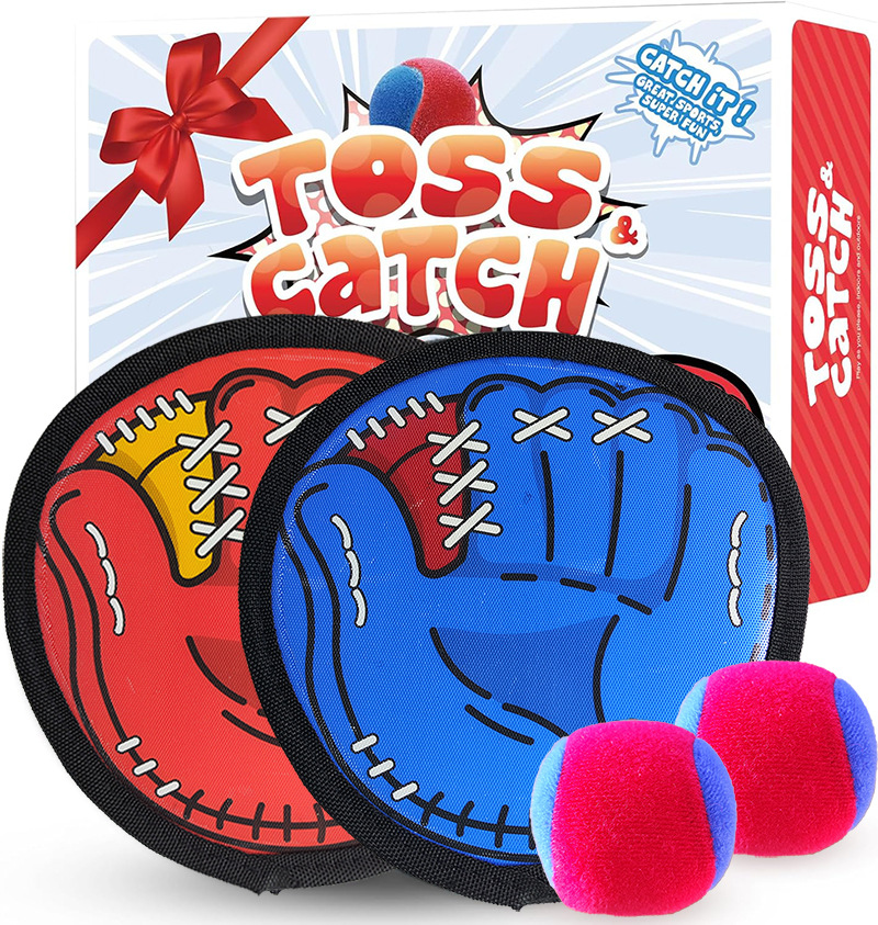 Transfronterizo Amazon lanza bolas de tiro pegajoso béisbol Velcro Guantes de captura Juegos al aire libre para niños Juguetes deportivos