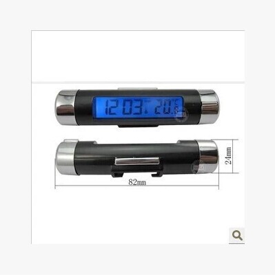 CT20迷你车用温度计 车载时钟温度表 夜光 时间+温度+日历