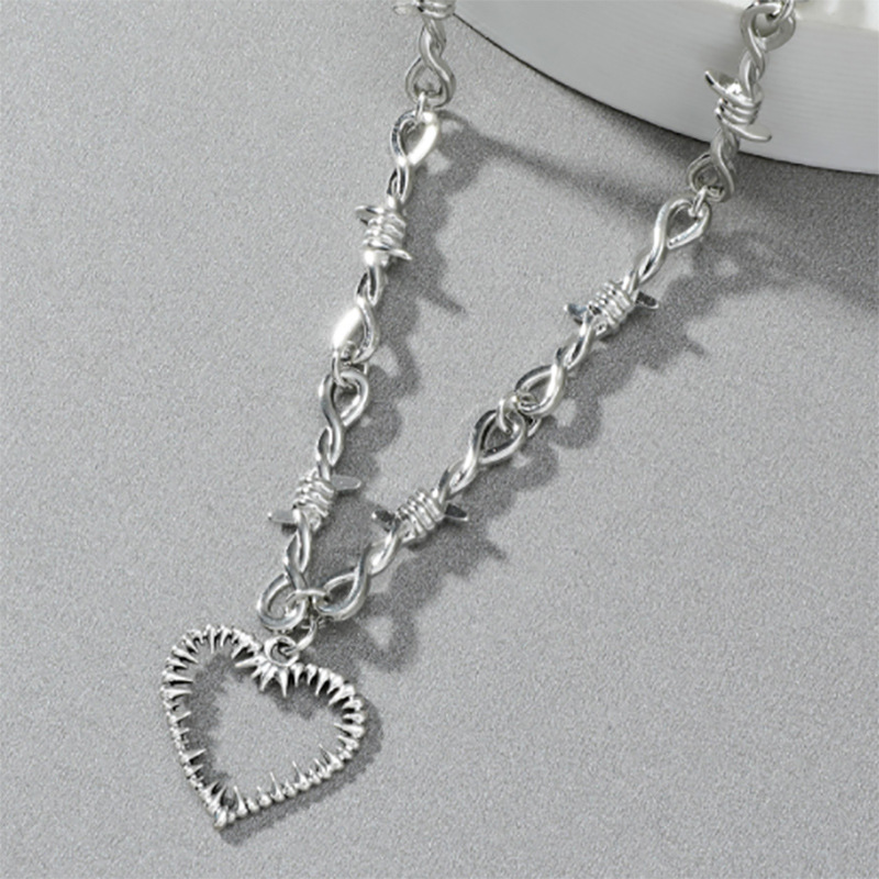 Street Occasion Fashion Heart Shape Alloy Plating Unisex Pendant Necklace