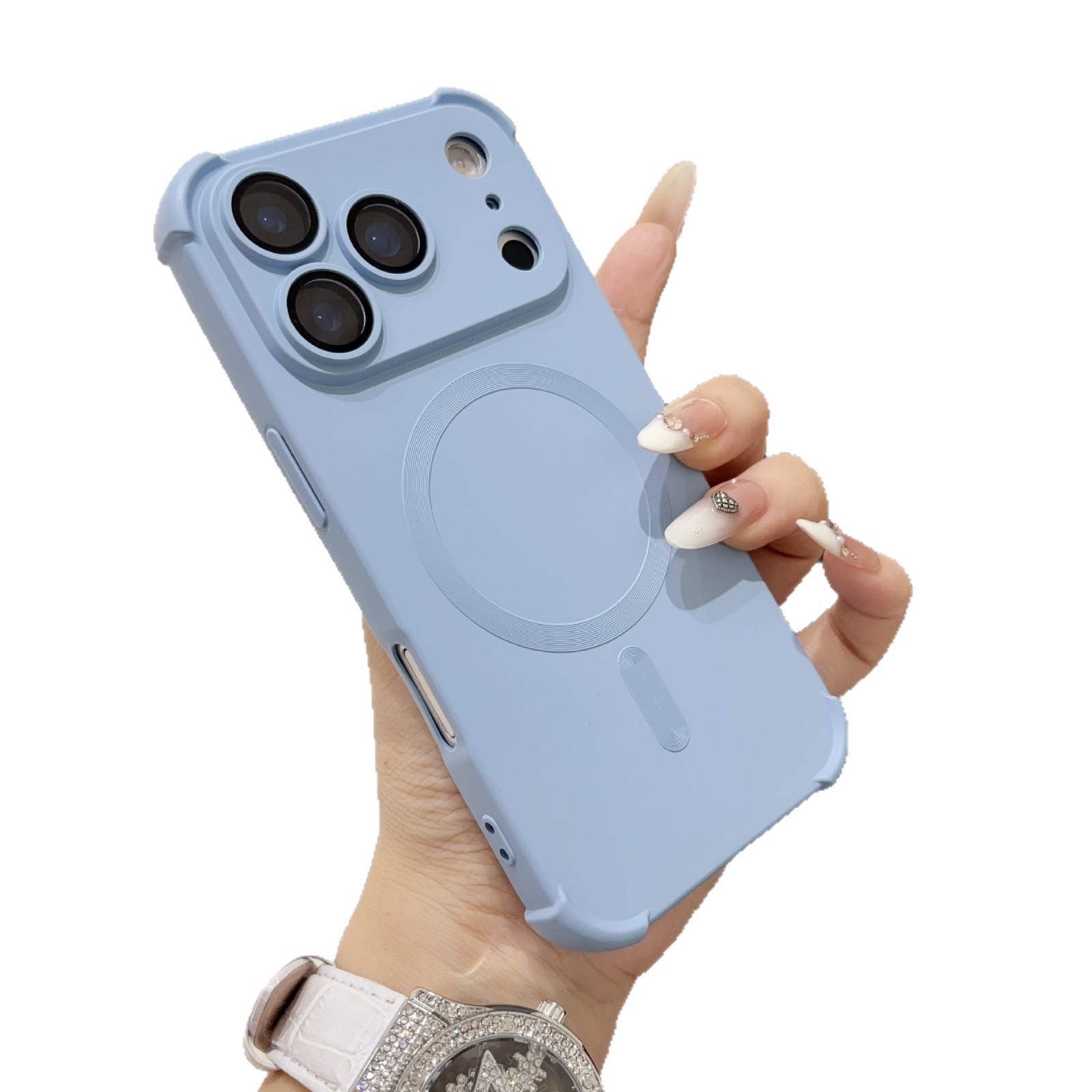 Funda para teléfono móvil iPhone 17 PRO, con airbag líquido, succión magnética en las cuatro esquinas, película protectora para la lente de Apple 16, funda protectora de cobertura total