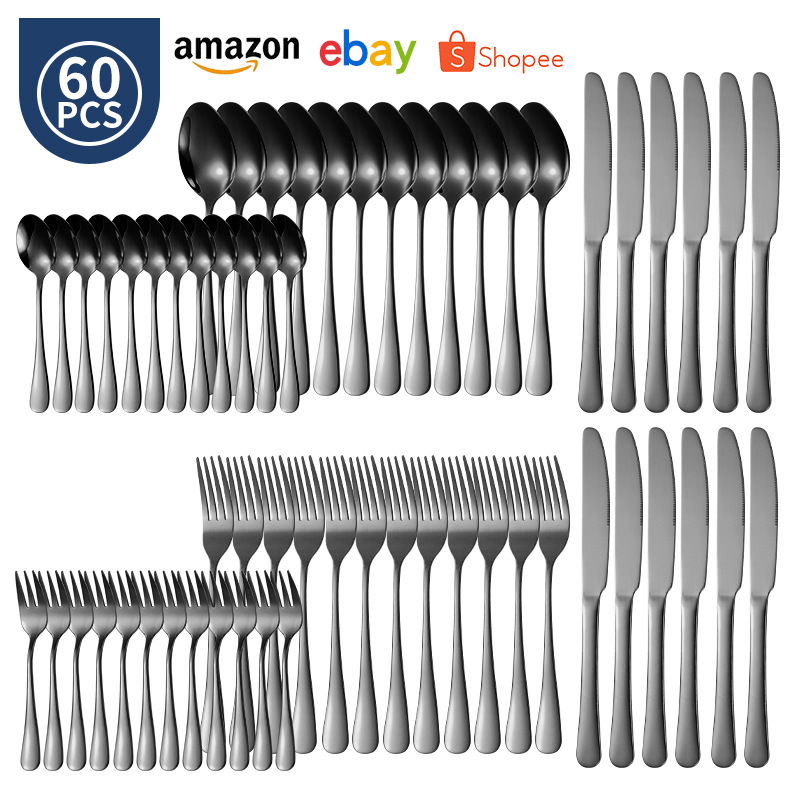 Cutlery juego de cutlery de acero inoxidable de 40 piezas juego de vajilla 1010 bistec de comida occidental de hotel dorado cuchillo y tenedor