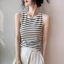 歌倍尚条纹背心女2025夏季新款简约修身显瘦外穿衬衫内搭无袖上衣