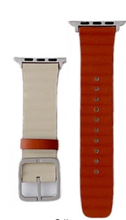Apple double-sided bamboo watch strap, genuine leather with multiple color configurations