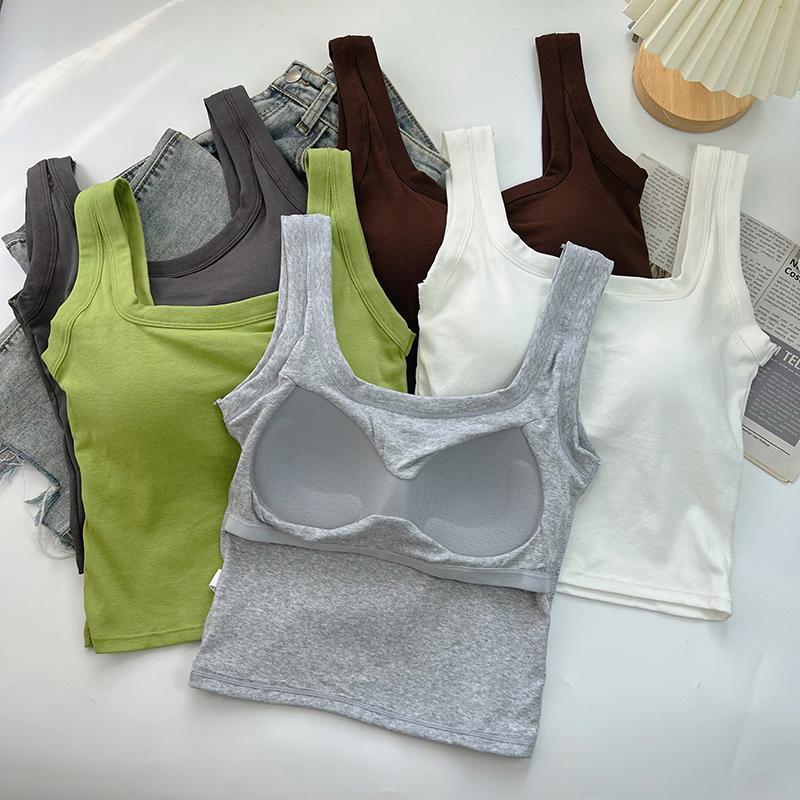 Cotton vest women's spring and autumn inner base sleeveless strap outer wear slim-fit navel-exposed hot girl Short beauty back top