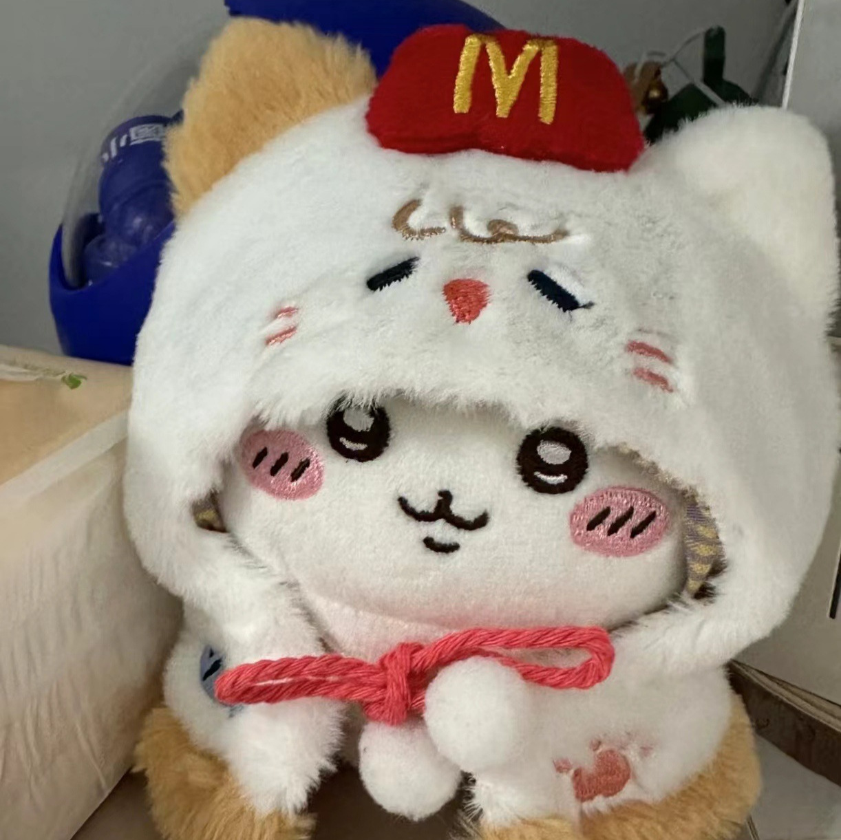 麦当当小猫娃衣白色衣服着替10cm公仔棉花娃娃装扮小吉兔子小猫