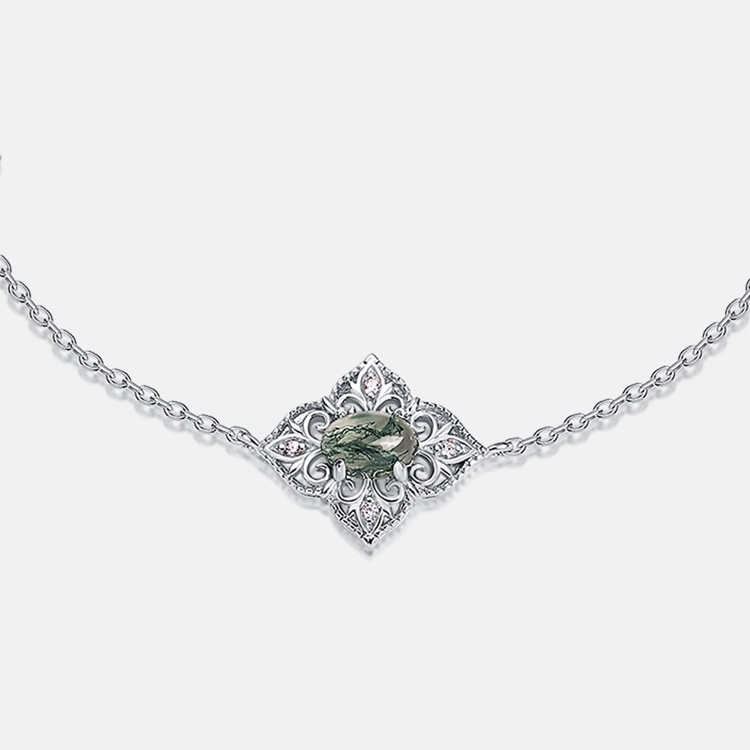 Nuevo estilo transfronterizo de lujo ligero todo fósforo hierba de agua natural pulsera de ágata femenina S925 plata verde musgo piedra joyería exquisito nicho