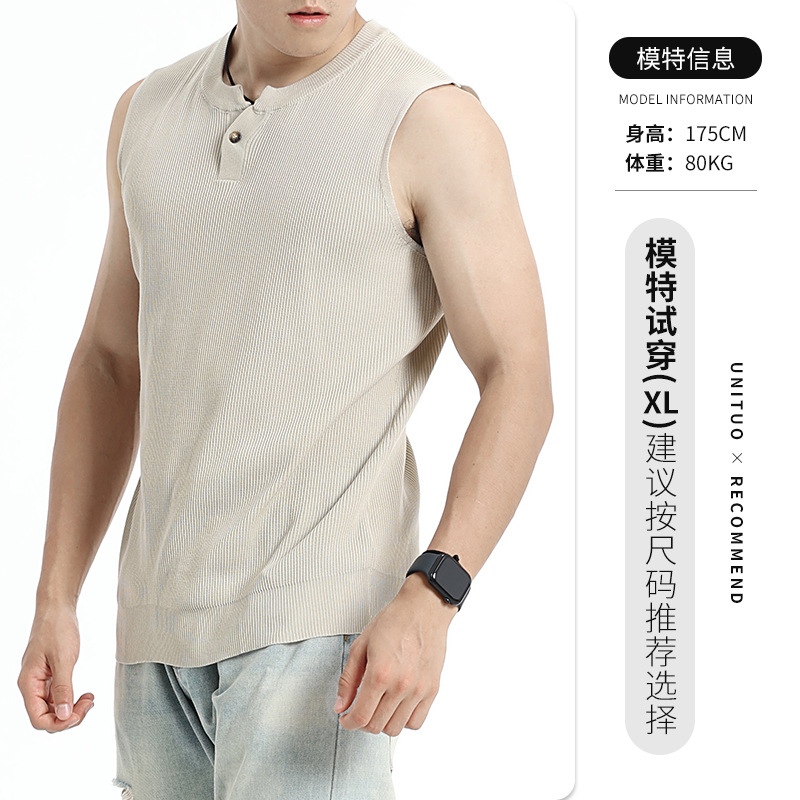 Verano nuevo estilo de hombre Henry chaleco de punto transpirable sin mangas chaleco ligero de negocios casual de alto nivel hombre