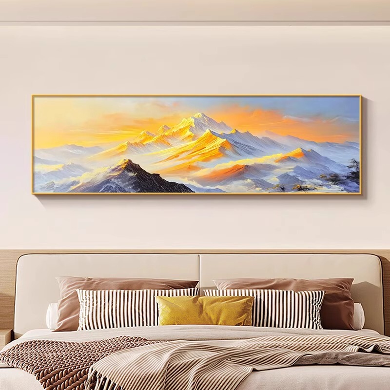 新款日照金山沙发背景墙装饰画背靠金山客厅壁画夫妻主卧床头挂画|undefined