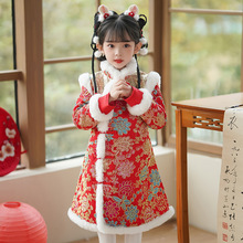 女童汉服连衣裙冬季中国风儿童唐装小女孩加绒加厚过年喜庆拜年服