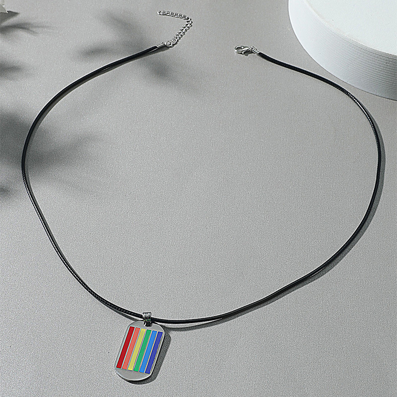 Großhandel Schmuck Mode Sechs-farben-regenbogen-anhänger-edelstahl-halskette Nihaojewelry display picture 3