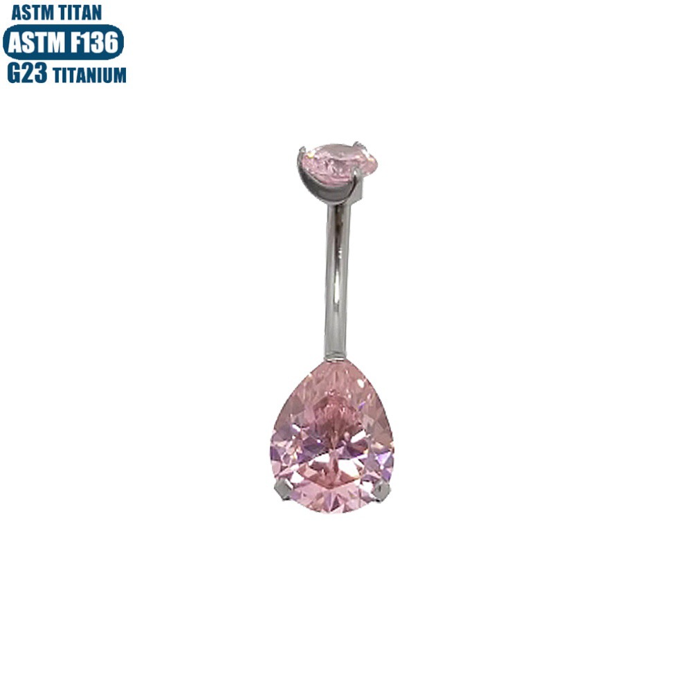 Titanium Alloy Drop Shaped CZ Navel Ring with Inner Threading Belly Button Jewelry DQ037 detail image 7