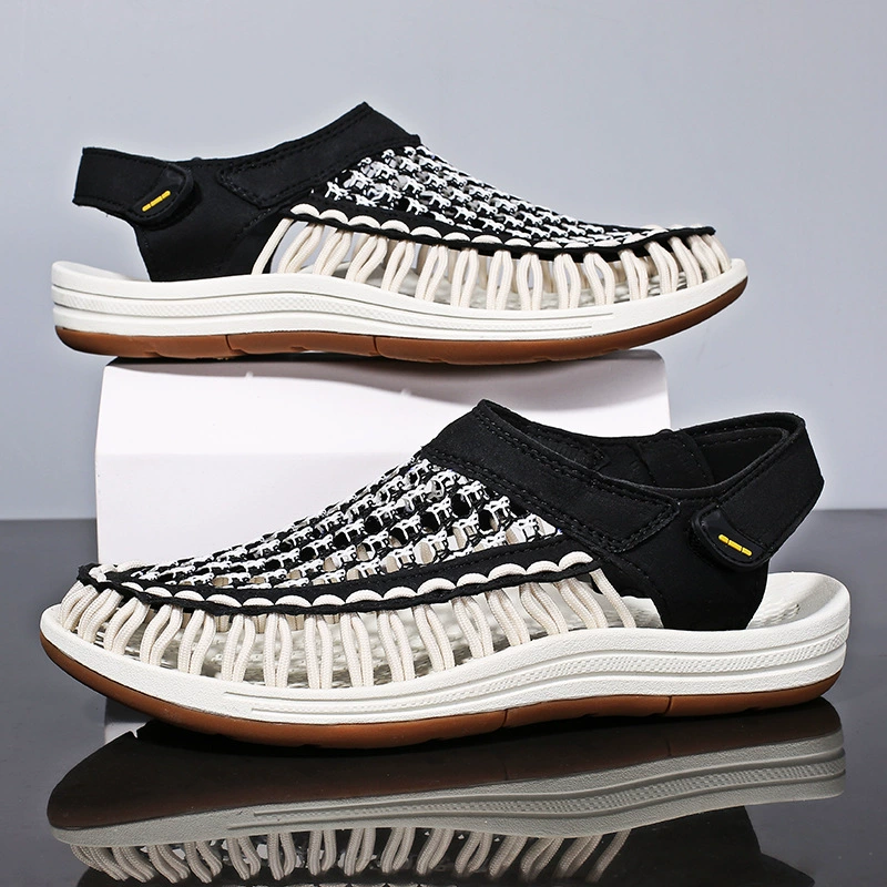 Трансграничные сандалии большого размера мужские ручные плетеные пещеры повседневные пляжные туфли