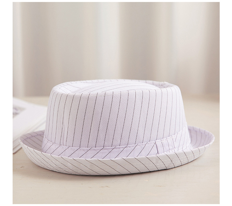 Men's Retro Stripe Crimping Fedora Hat display picture 3