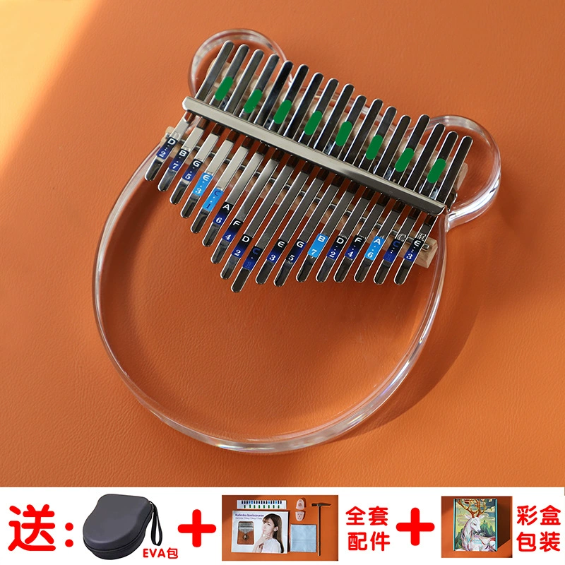 Thumb Kalimba (Kalinba) 17- or 21-Note Transparent Crystal, Beginner Finger Piano