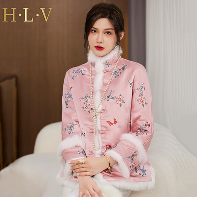 一件代发 2022冬季新款新中式国风吉祥如意兔毛加棉外套2252|ms