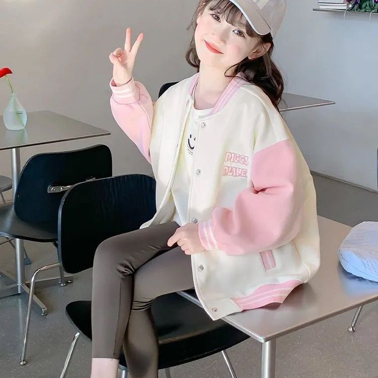 Uniforme de béisbol para niñas Estilo de primavera y otoño 2024 Nueva celebridad de Internet Ropa para niños Ropa deportiva de primavera para niñas Chaqueta de primavera para niños
