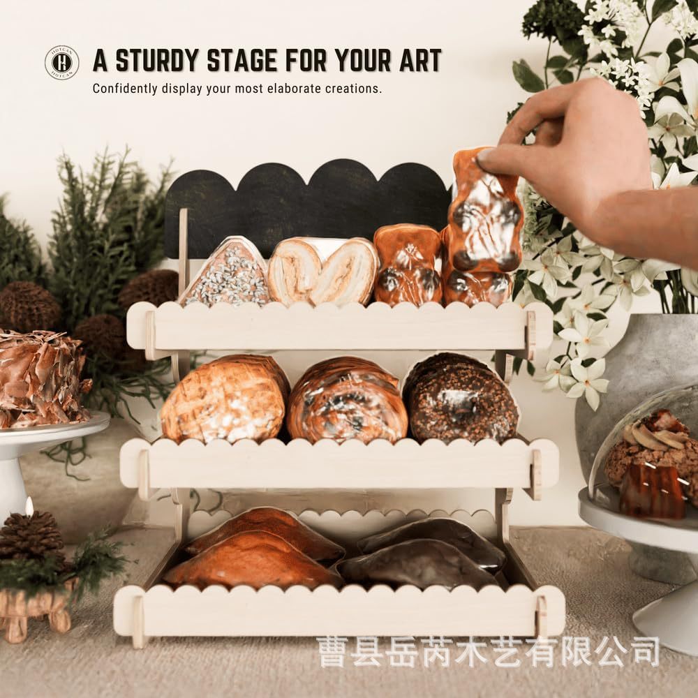 Wooden Greeting Card Display Rack Ladder Biscuit Dessert Storage Rack Splicing Desktop Cosmetics Storage Rack
