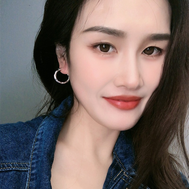 磨沙金属风肌理感耳圈电镀18K真金时髦C形耳圈网红风质感耳饰品|undefined