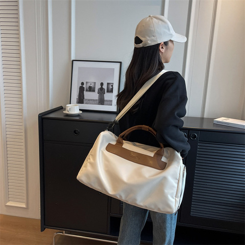 短途旅行包女欧美白色大容量单肩出差行李背包干湿分离瑜伽健身包